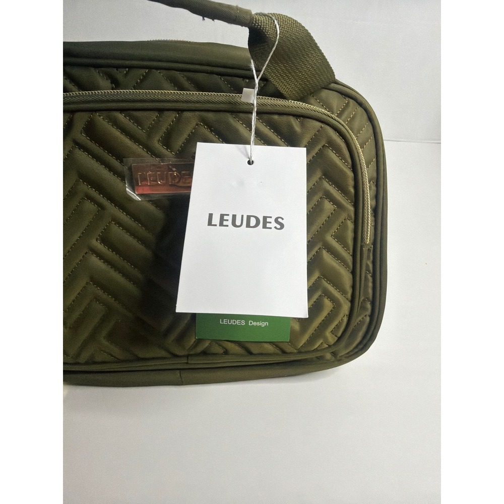 LEUDES Olive Green Quilted Cosmetic Toiletry Travel Bag Organizer New With Tags - Picture 5 of 7